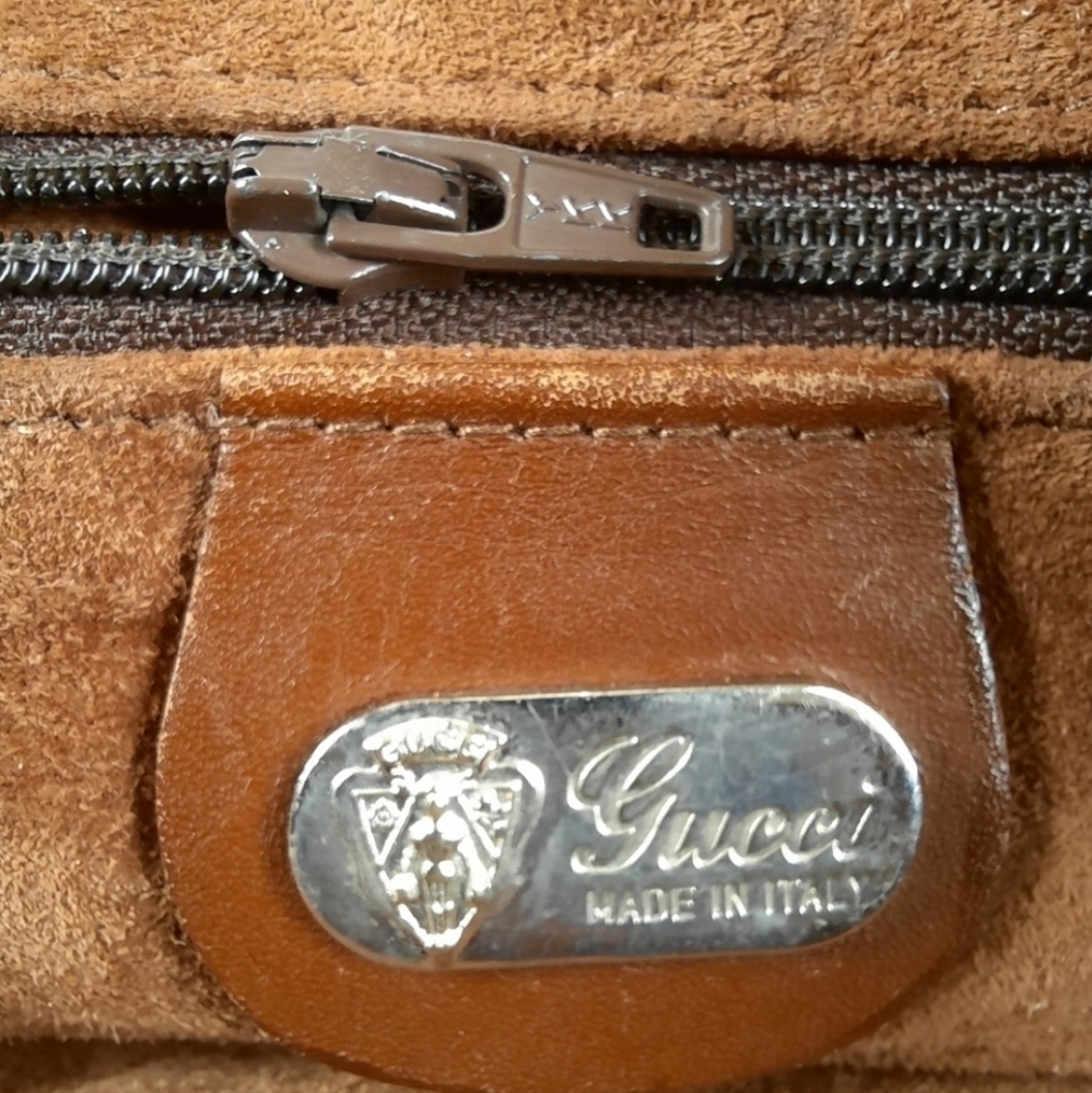 Large 80s GUCCI Leather Camera Bag Crossbody Vintage Double G 1980s GG Boho - Picture 11 of 16